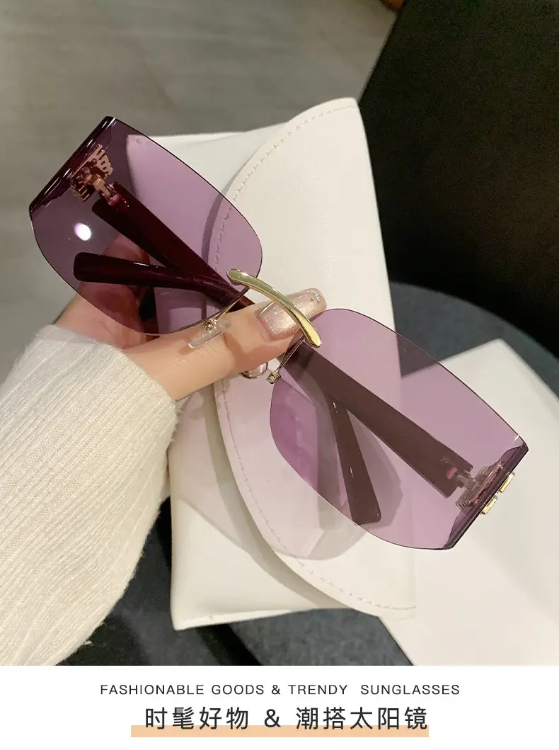 Miaojia Y2K Curved Sunglasses Green Transparent Square Frame — feature 11