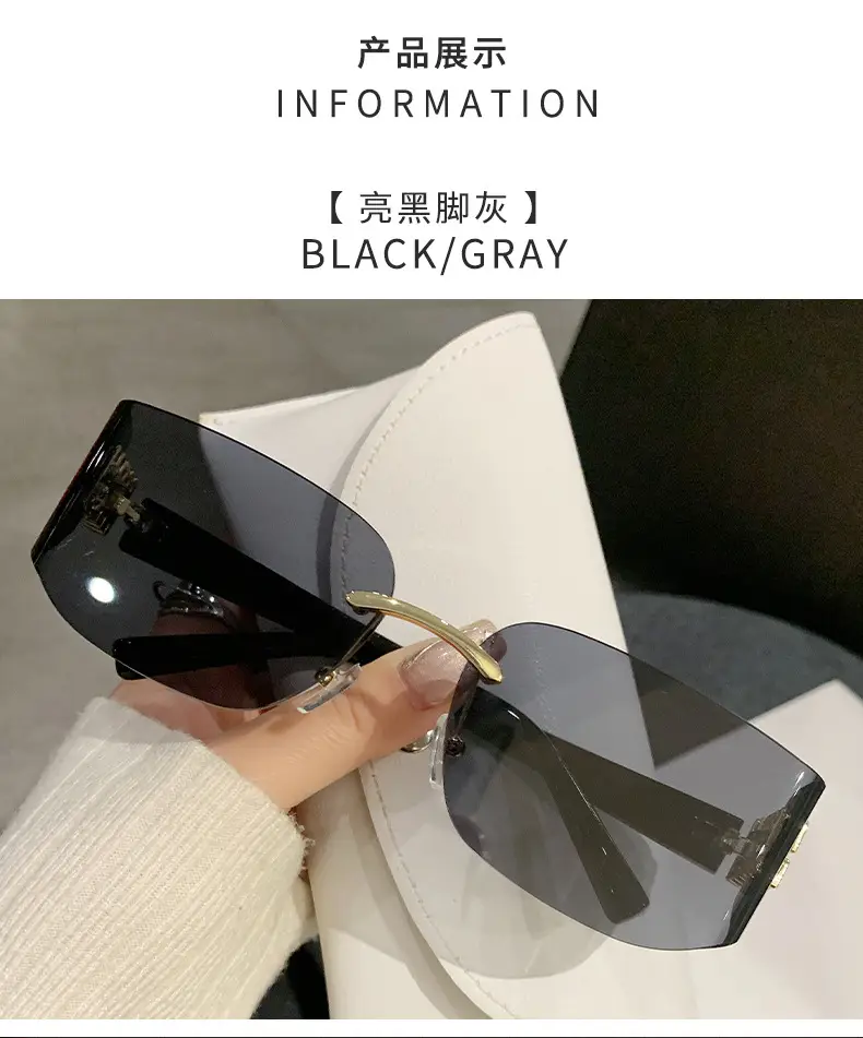 Miaojia Y2K Curved Sunglasses Green Transparent Square Frame — feature 17