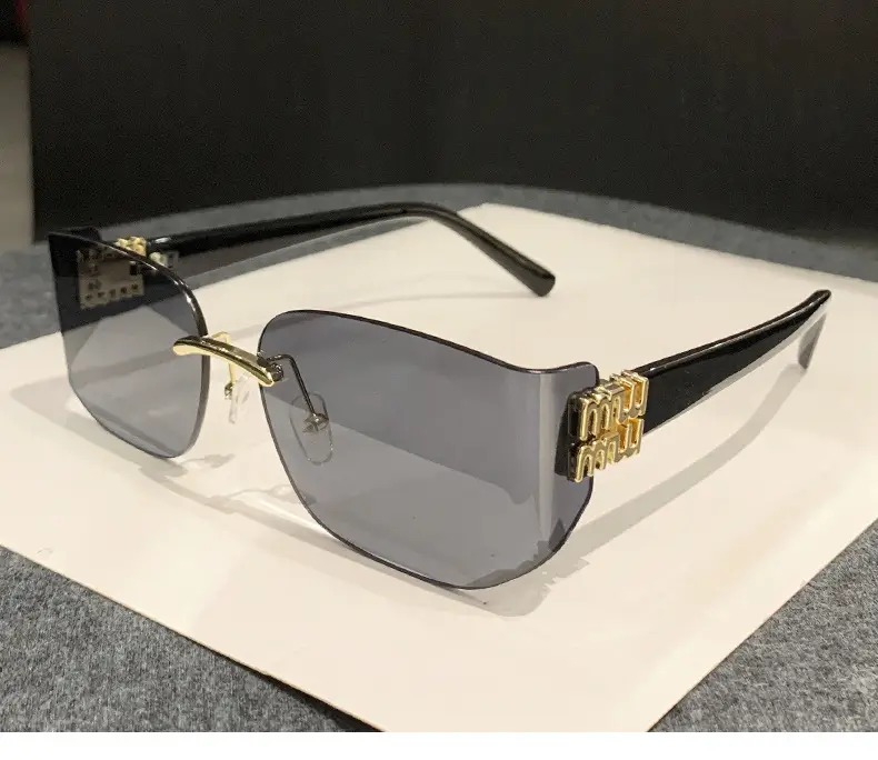Miaojia Y2K Curved Sunglasses Green Transparent Square Frame — feature 18