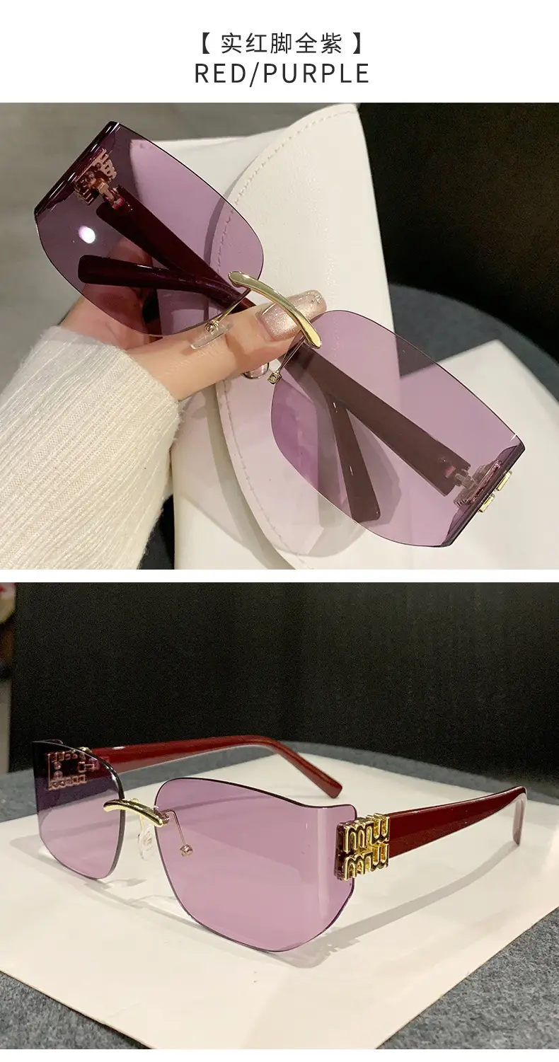 Miaojia Y2K Curved Sunglasses Green Transparent Square Frame — feature 19