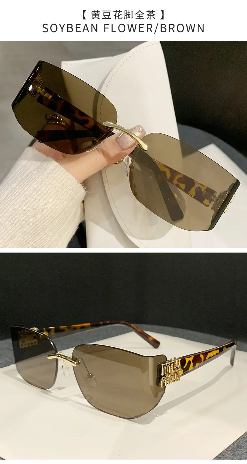 Miaojia Y2K Curved Sunglasses Green Transparent Square Frame — feature 20