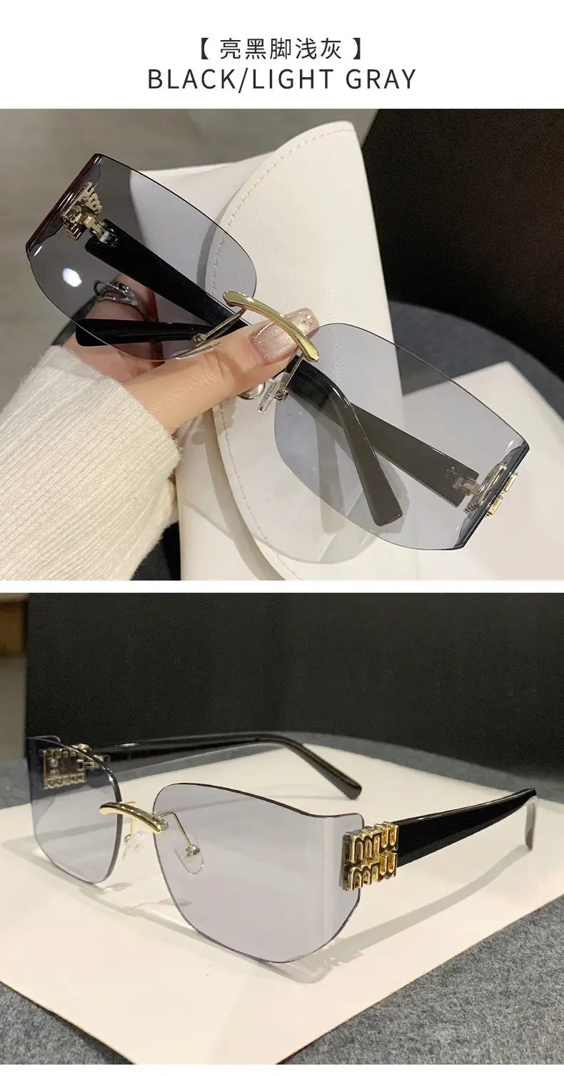 Miaojia Y2K Curved Sunglasses Green Transparent Square Frame — feature 22