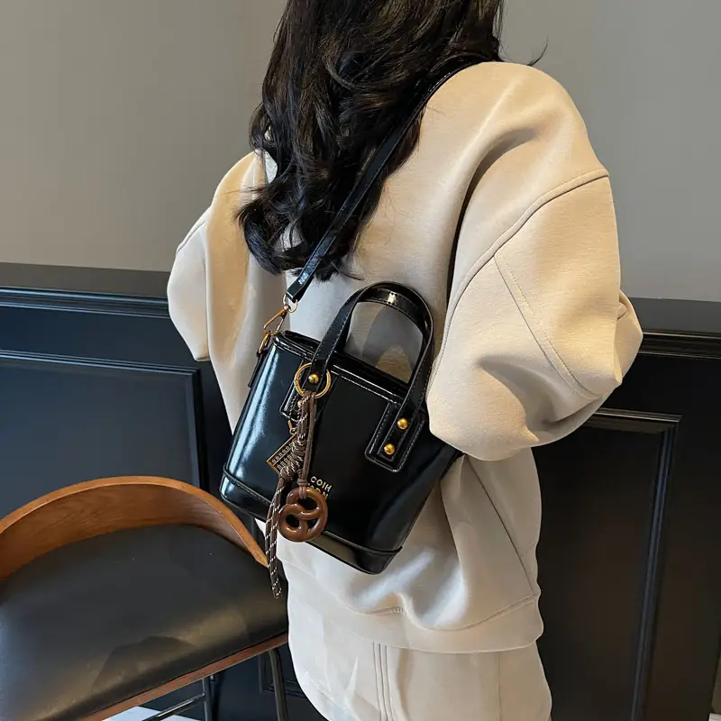 Korean Style Brown Leather Shoulder Crossbody Bag Women 2024