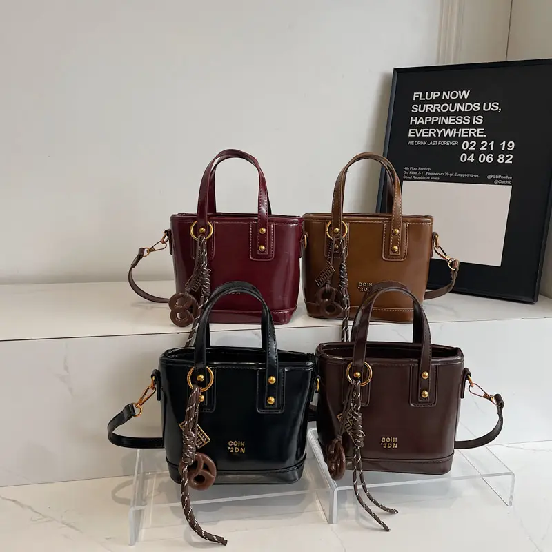 Korean Style Brown Leather Shoulder Crossbody Bag Women 2024