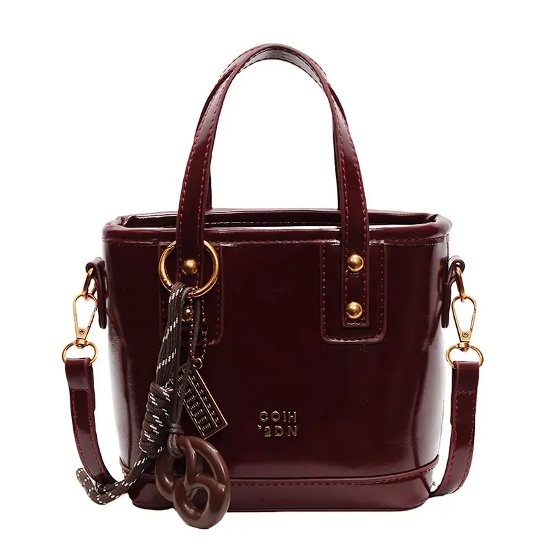 Korean Style Brown Leather Shoulder Crossbody Bag Women 2024