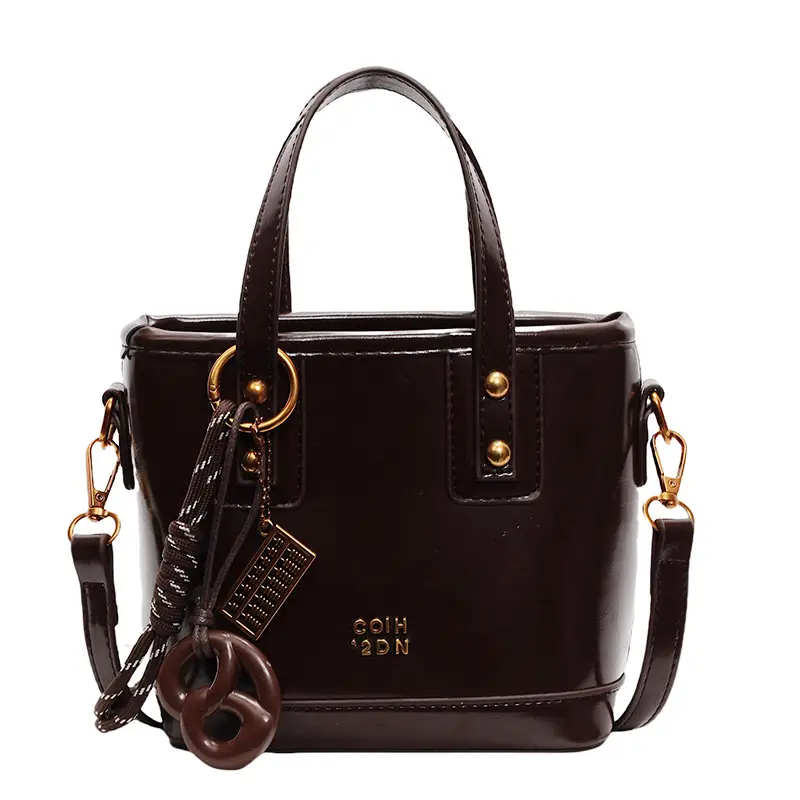 Korean Style Brown Leather Shoulder Crossbody Bag Women 2024
