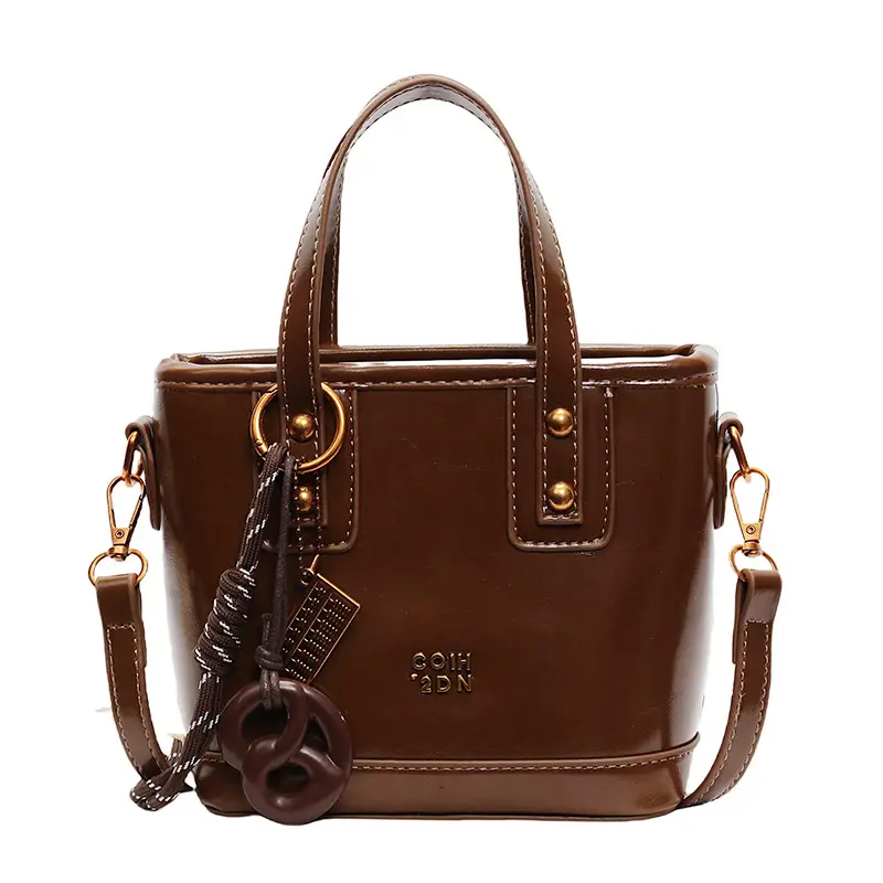 Korean Style Brown Leather Shoulder Crossbody Bag Women 2024