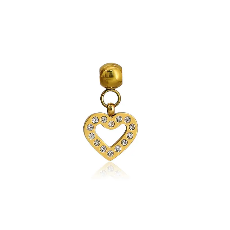 Stainless Steel Heart Pendant Necklace with Colored Diamonds - Image 5