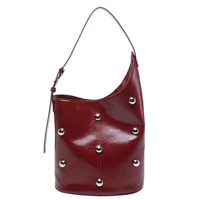 Women's Rivet Bucket Bag Brown Winter 2024