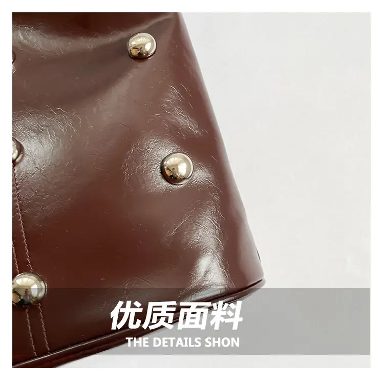 Women's Rivet Bucket Bag Brown Winter 2024 — feature 6