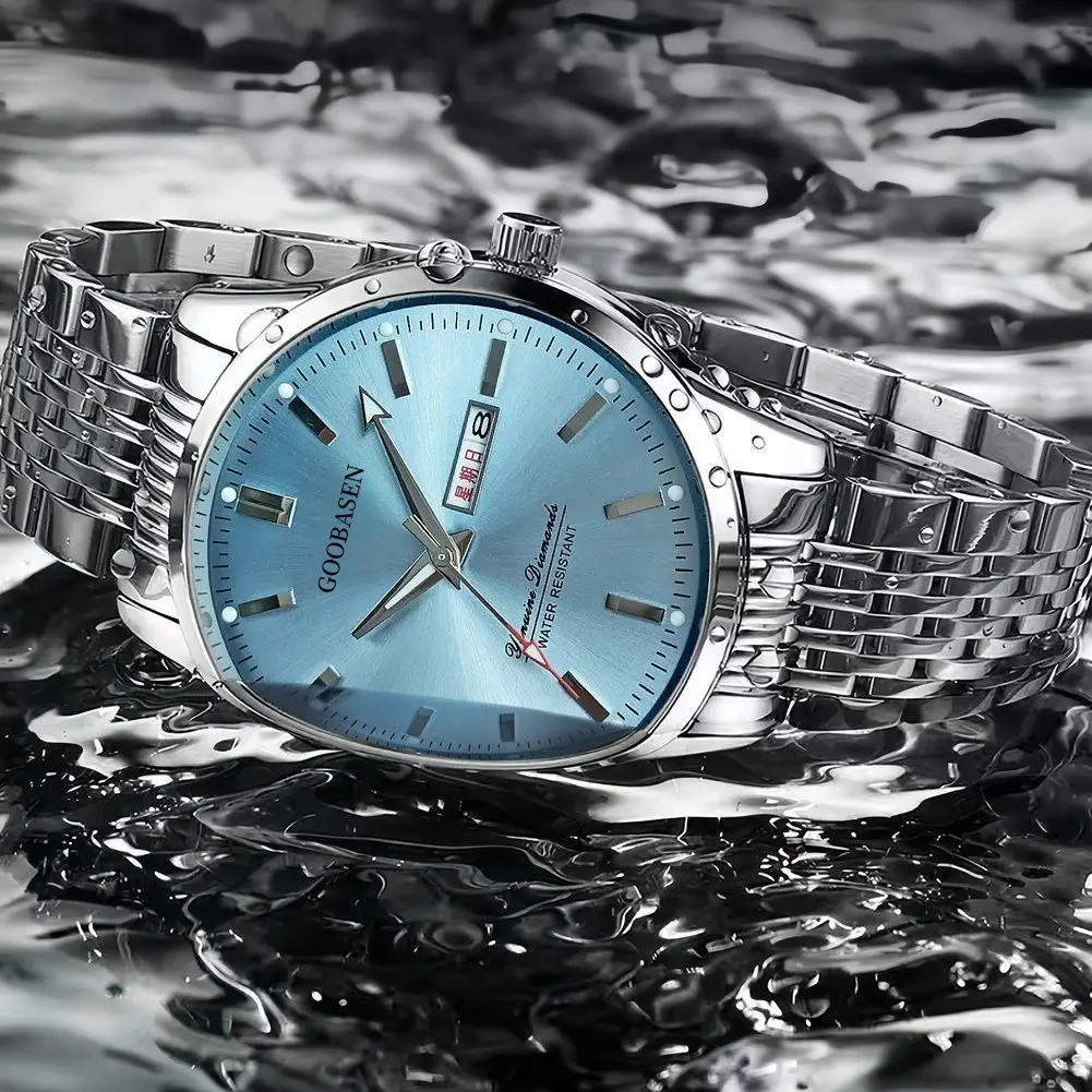 Guberson Men's Stainless Steel Blue Dial Watch - Image 4