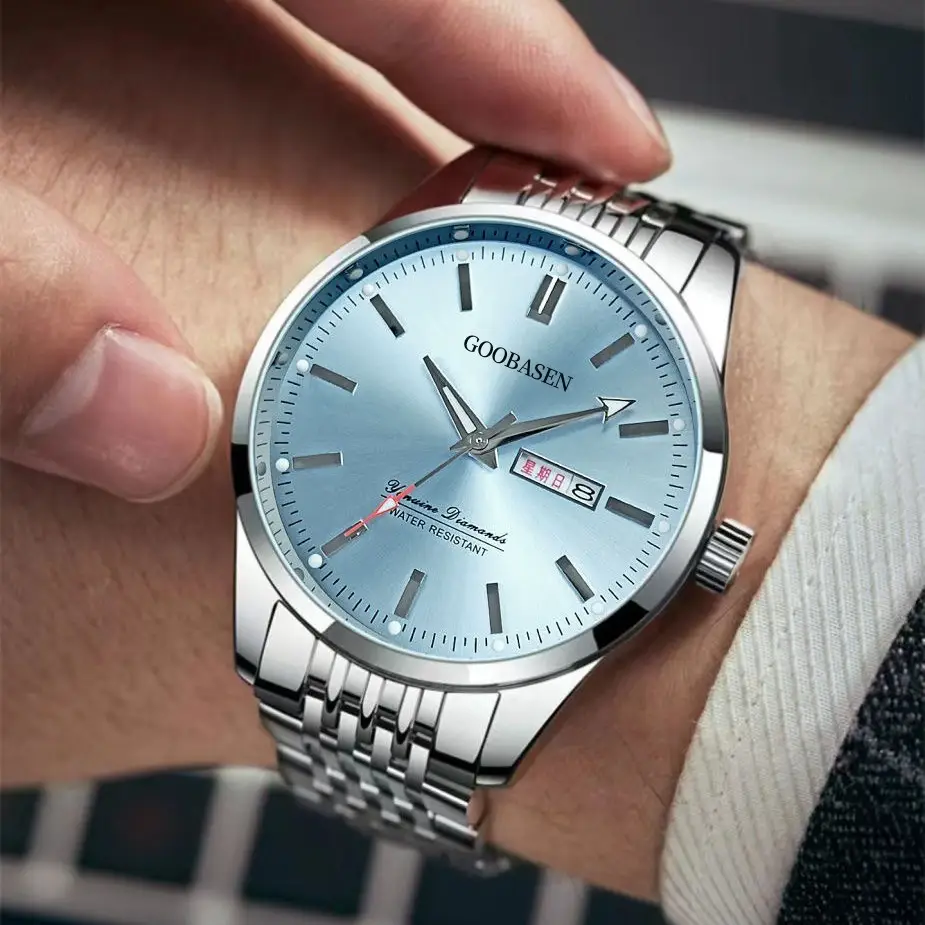 Guberson Men's Stainless Steel Blue Dial Watch - Image 5