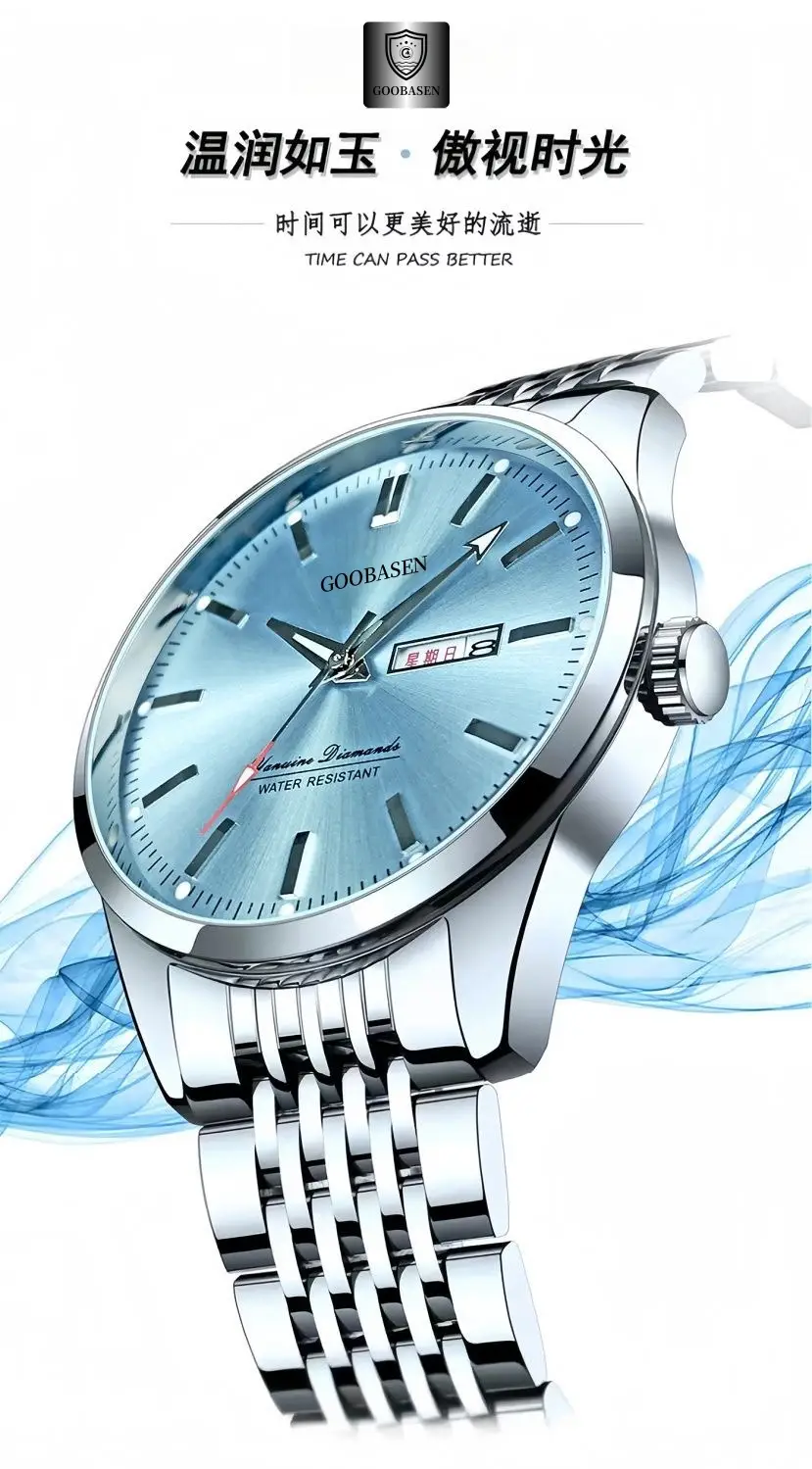 Guberson Men's Stainless Steel Blue Dial Watch — feature 10