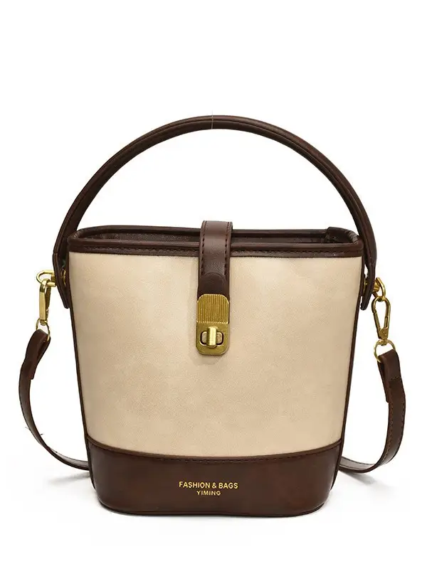 Black Leather Bucket Bag for Women 2024 Winter Shoulder Messenger - Image 9