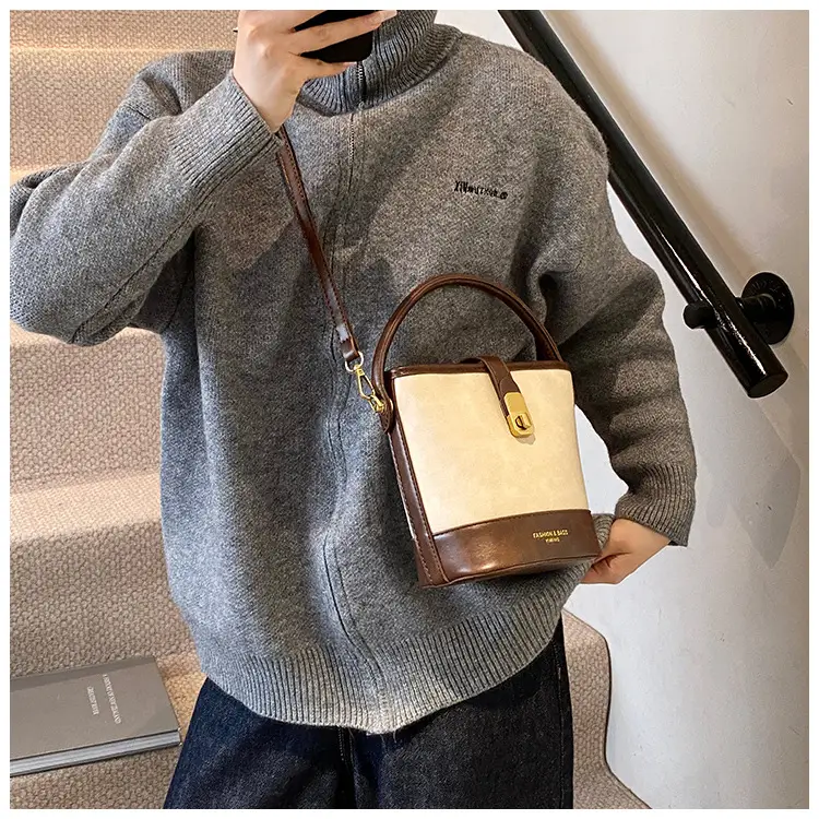 Black Leather Bucket Bag for Women 2024 Winter Shoulder Messenger — feature 12