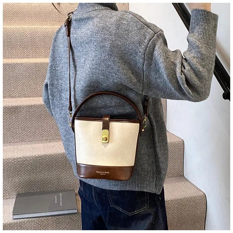 Black Leather Bucket Bag for Women 2024 Winter Shoulder Messenger — feature 13