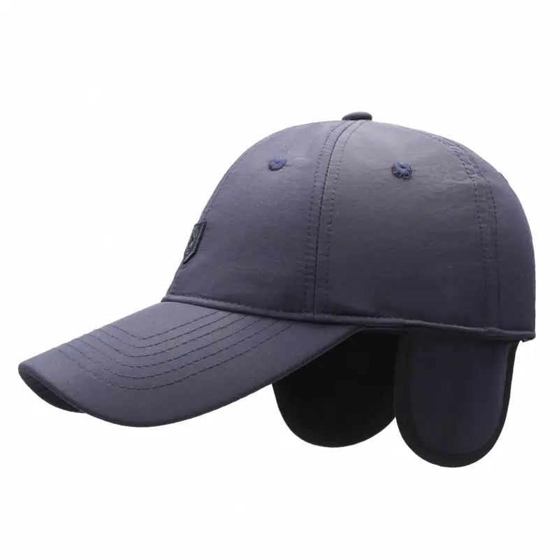 Winter Fleece Baseball Cap Navy Blue Waterproof Sports - Image 6