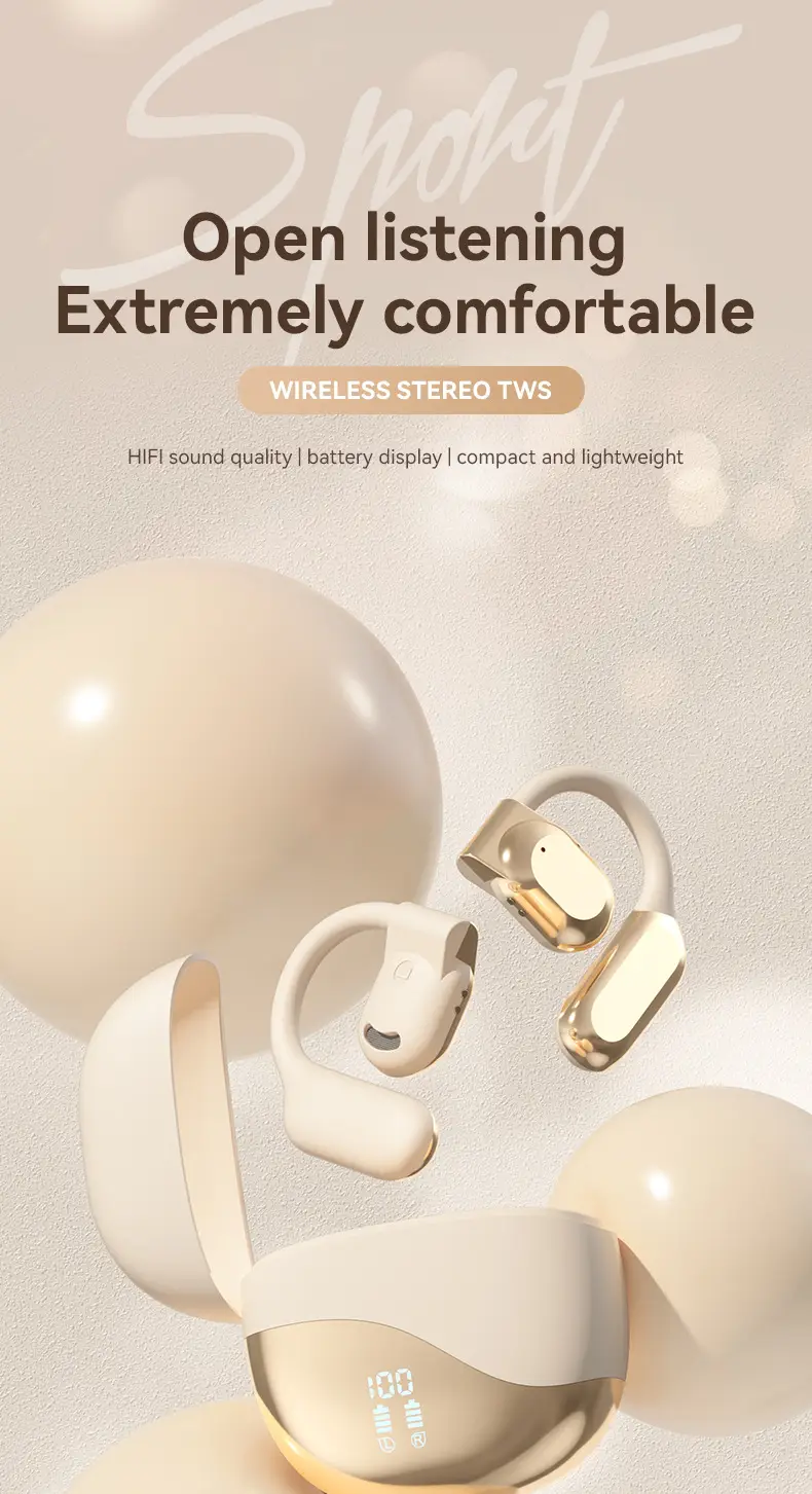 Cross-Border Smart Translation Earphones for Travel and Meetings M62 Bluetooth Earphones with Ear Hook Ows Ultra-Long Battery Life Universal — feature 1