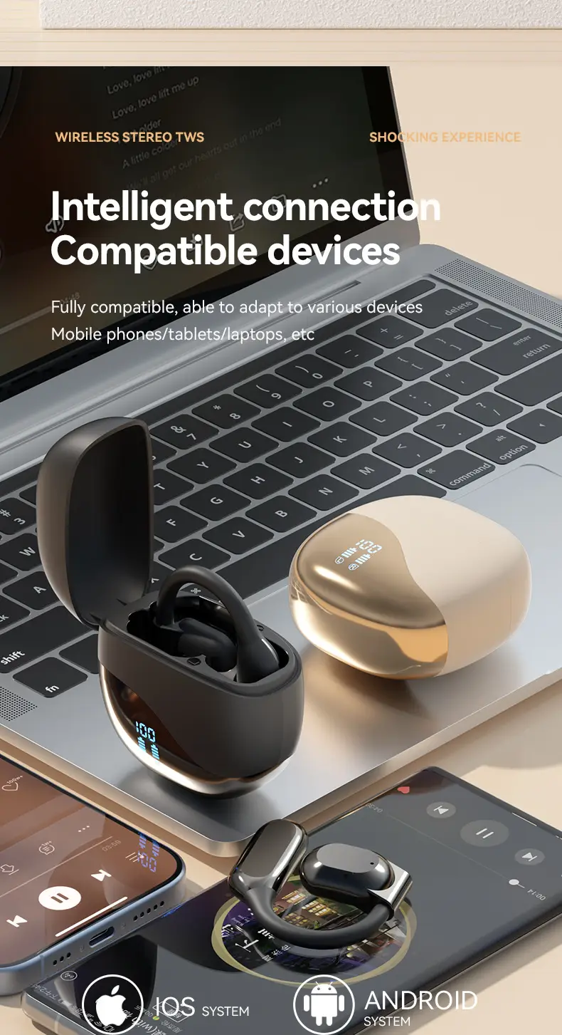 Cross-Border Smart Translation Earphones for Travel and Meetings M62 Bluetooth Earphones with Ear Hook Ows Ultra-Long Battery Life Universal — feature 12