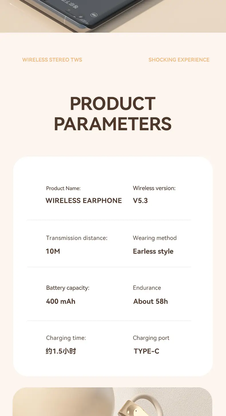 Cross-Border Smart Translation Earphones for Travel and Meetings M62 Bluetooth Earphones with Ear Hook Ows Ultra-Long Battery Life Universal — feature 13