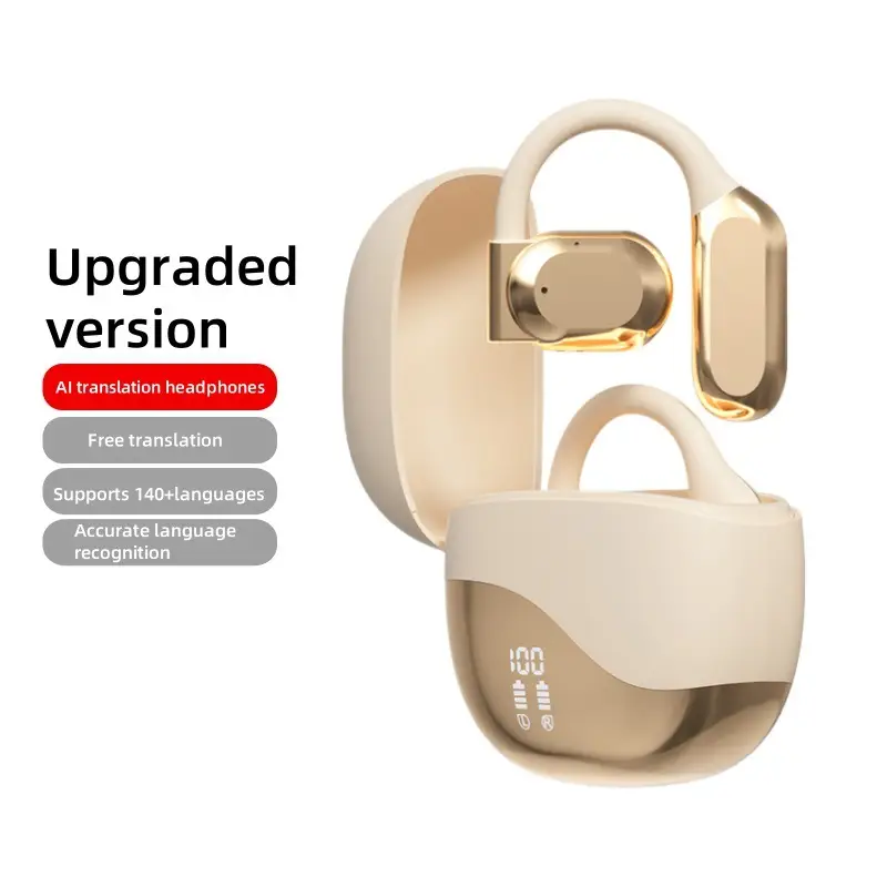 Cross-Border Smart Translation Earphones for Travel and Meetings M62 Bluetooth Earphones with Ear Hook Ows Ultra-Long Battery Life Universal