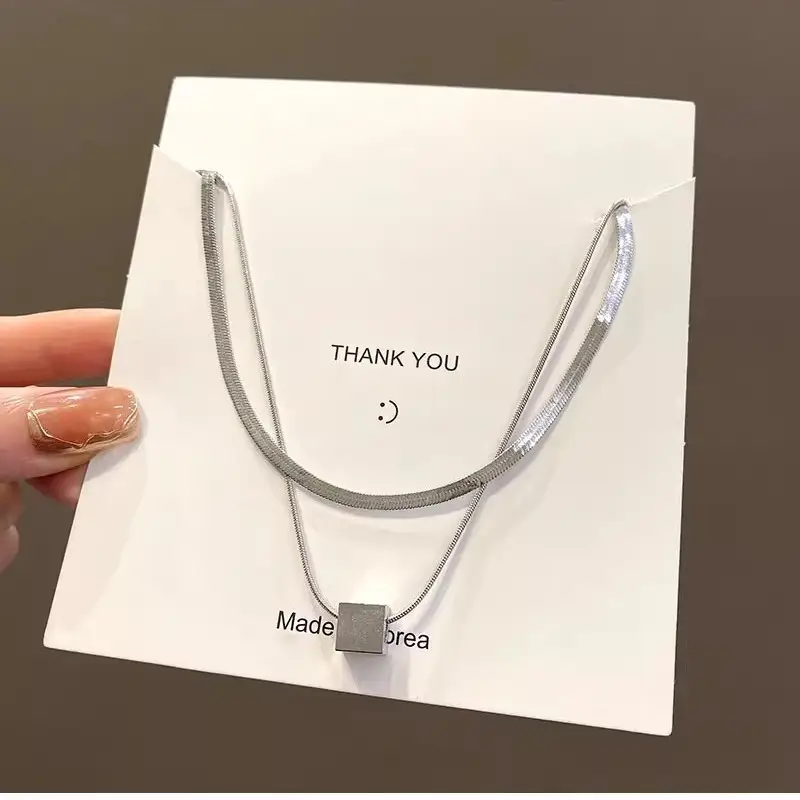 Women's Titanium Geometric Necklace Double Layer Light Luxury - Image 5