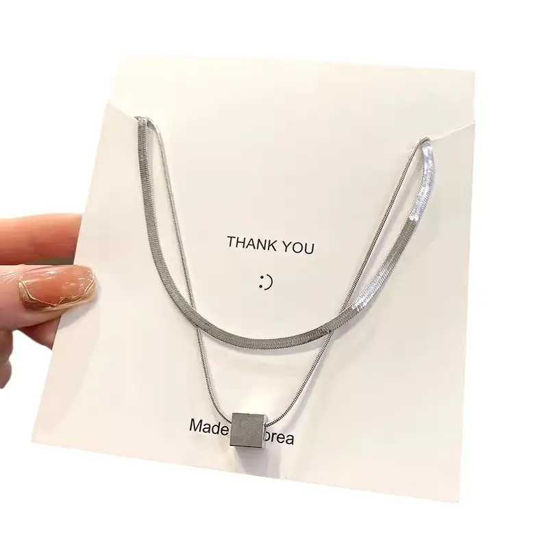 Women's Titanium Geometric Necklace Double Layer Light Luxury - Image 6