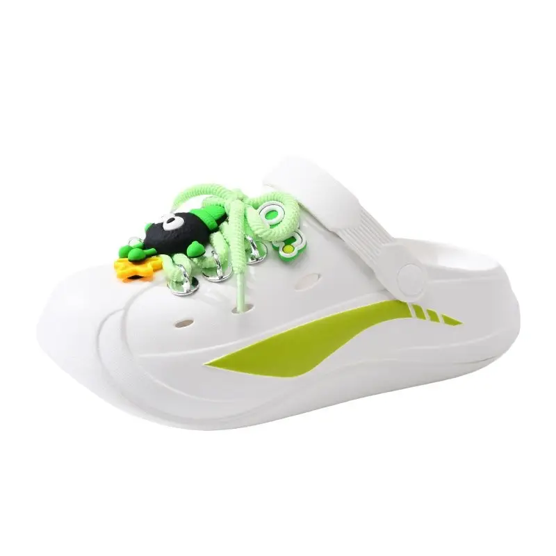 Women's Non-Slip EVA Beach Slippers Green Striped