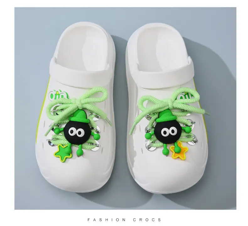 Women's Non-Slip EVA Beach Slippers Green Striped — feature 11