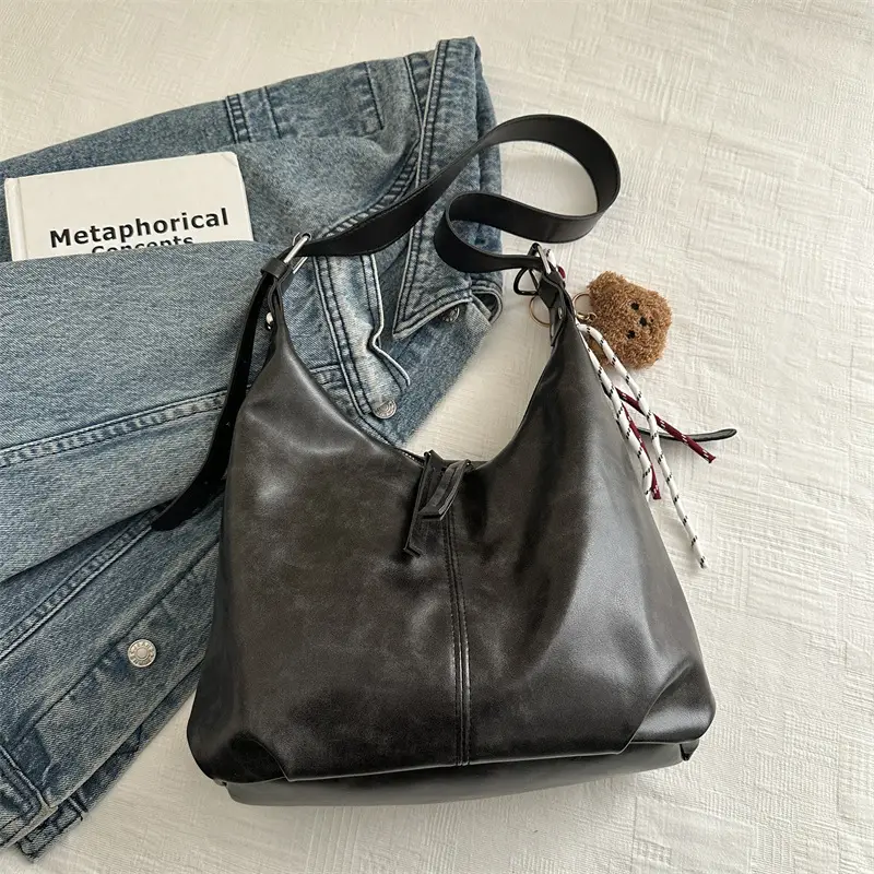 Women's Black Leather Shoulder Crossbody Bag 2024 - Image 4