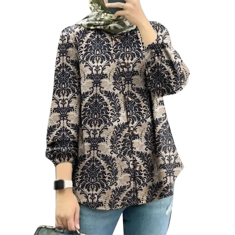 Women Muslim Floral Puff Sleeves 2025 - Image 7