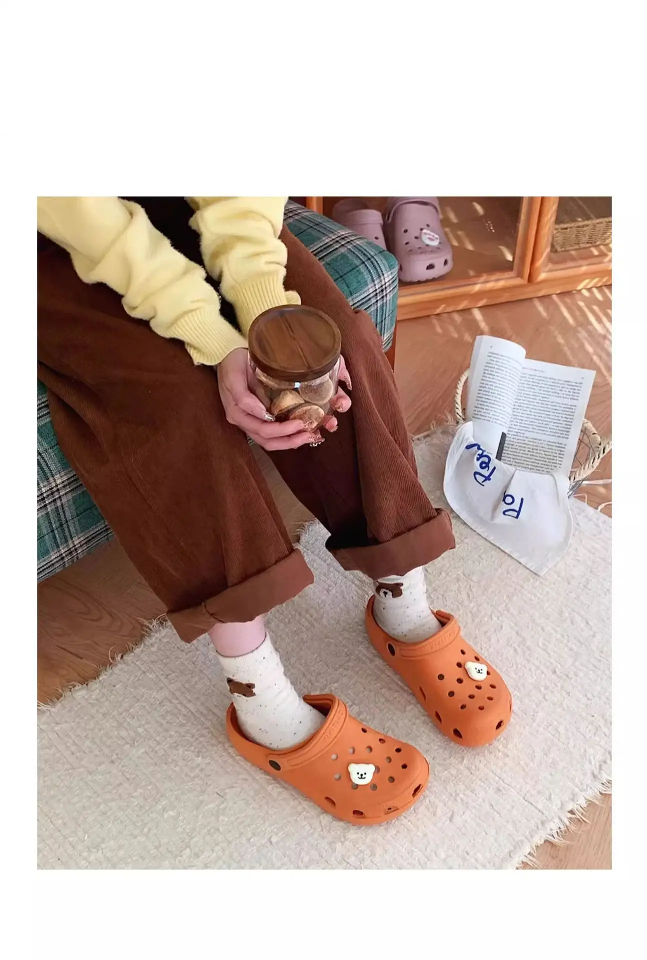 Cute White Hole Crocs for Men Women Beach Slippers — feature 16