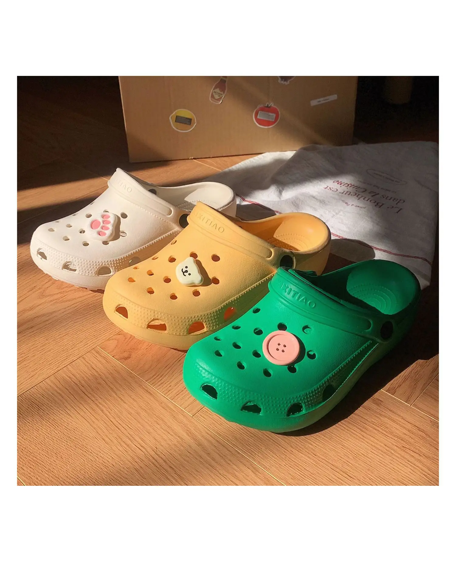 Cute White Hole Crocs for Men Women Beach Slippers — feature 19