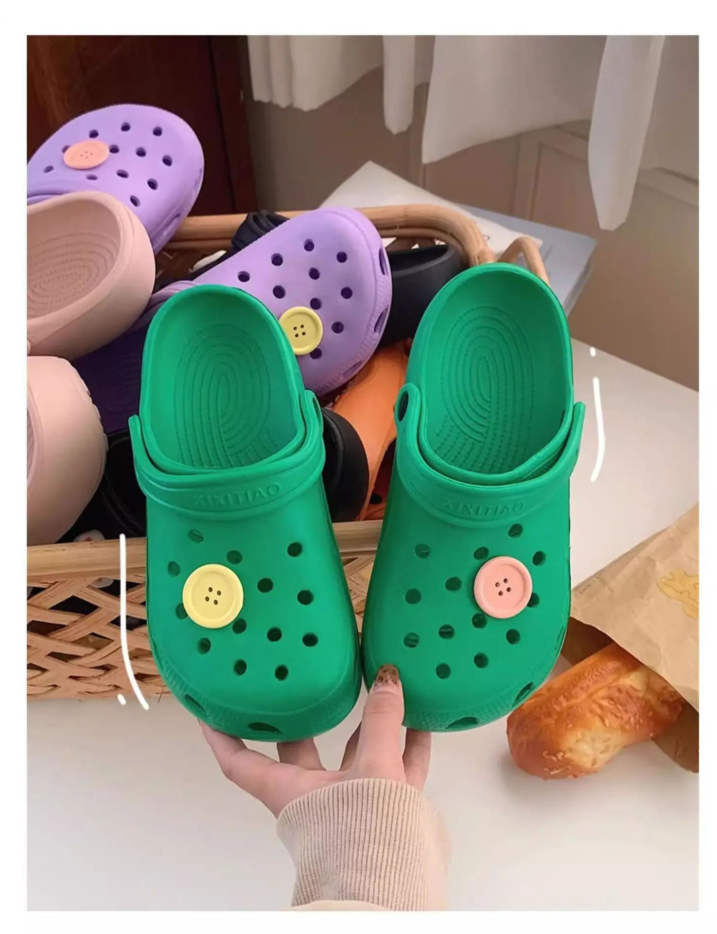 Cute White Hole Crocs for Men Women Beach Slippers — feature 20