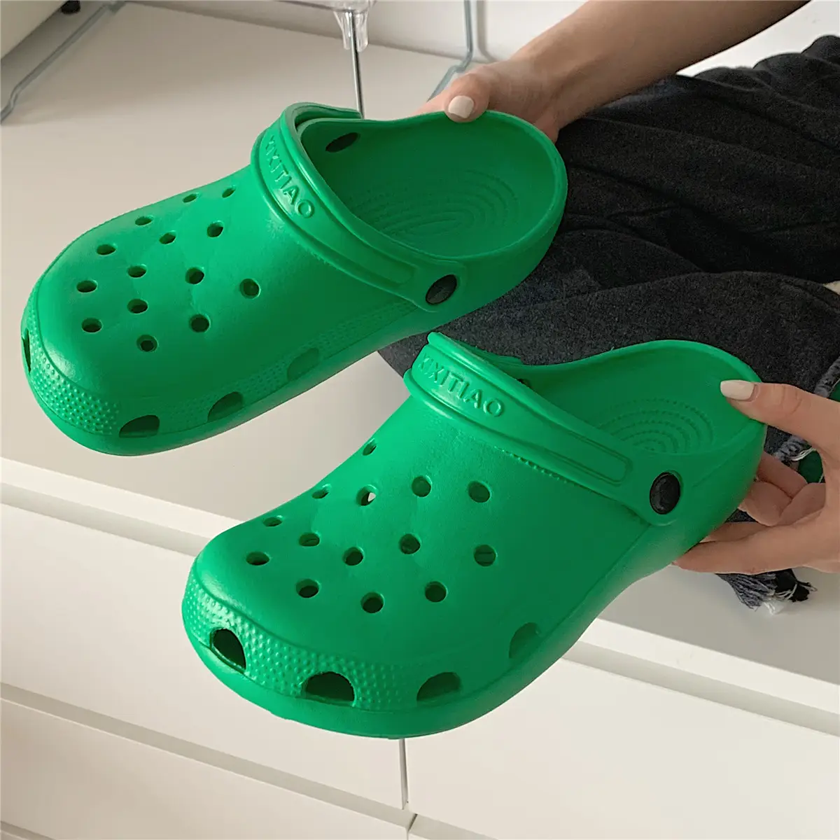 Cute White Hole Crocs for Men Women Beach Slippers - Image 12