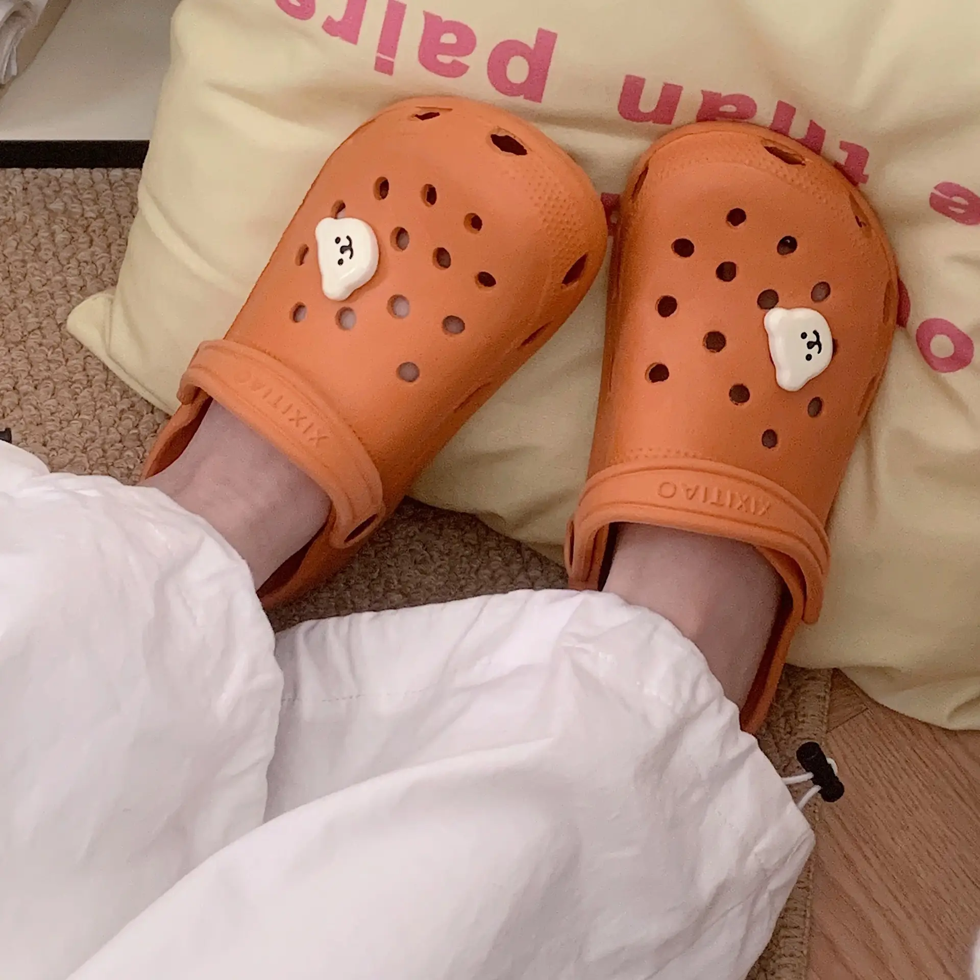 Cute White Hole Crocs for Men Women Beach Slippers - Image 2