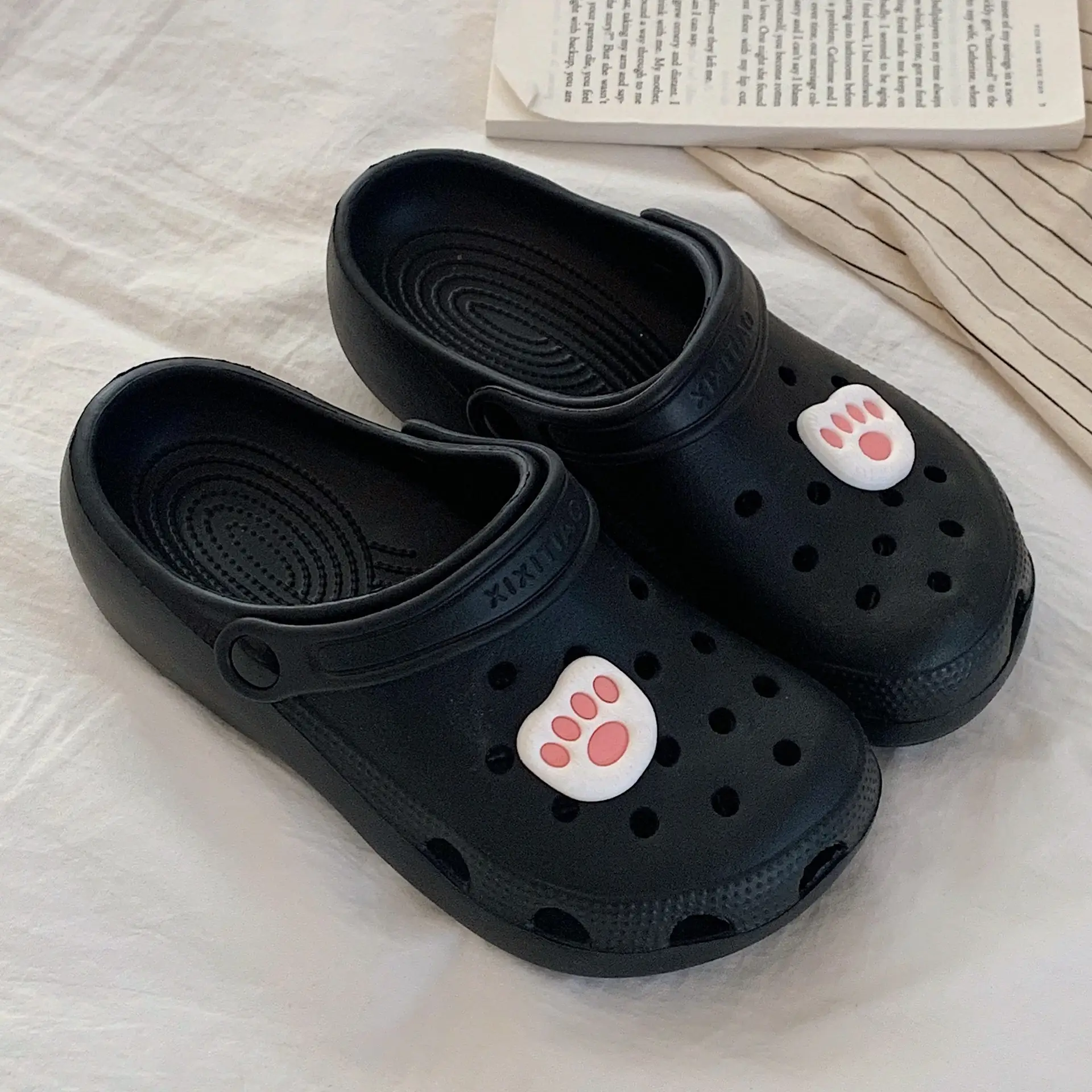 Cute White Hole Crocs for Men Women Beach Slippers - Image 8