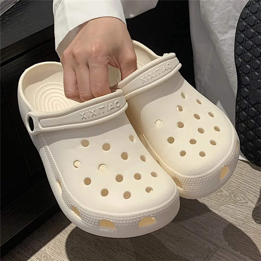 Cute White Hole Crocs for Men Women Beach Slippers - Image 9