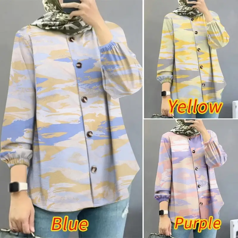 Women Muslim Floral Puff Sleeves Shirt 2025 — feature 2