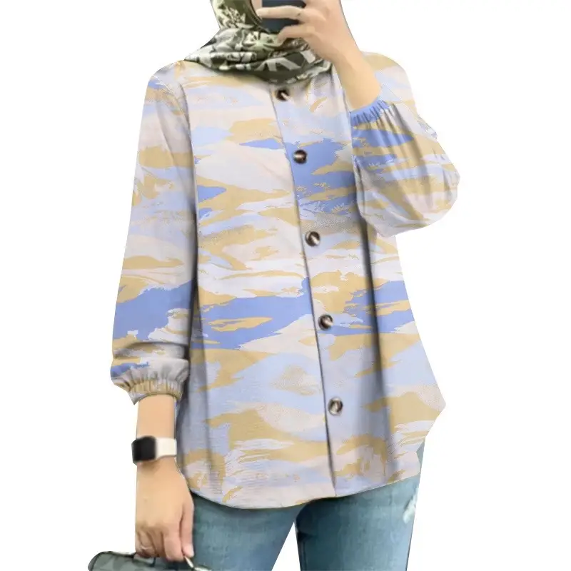 Women Muslim Floral Puff Sleeves Shirt 2025 — feature 4