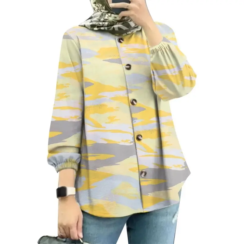 Women Muslim Floral Puff Sleeves Shirt 2025 — feature 5