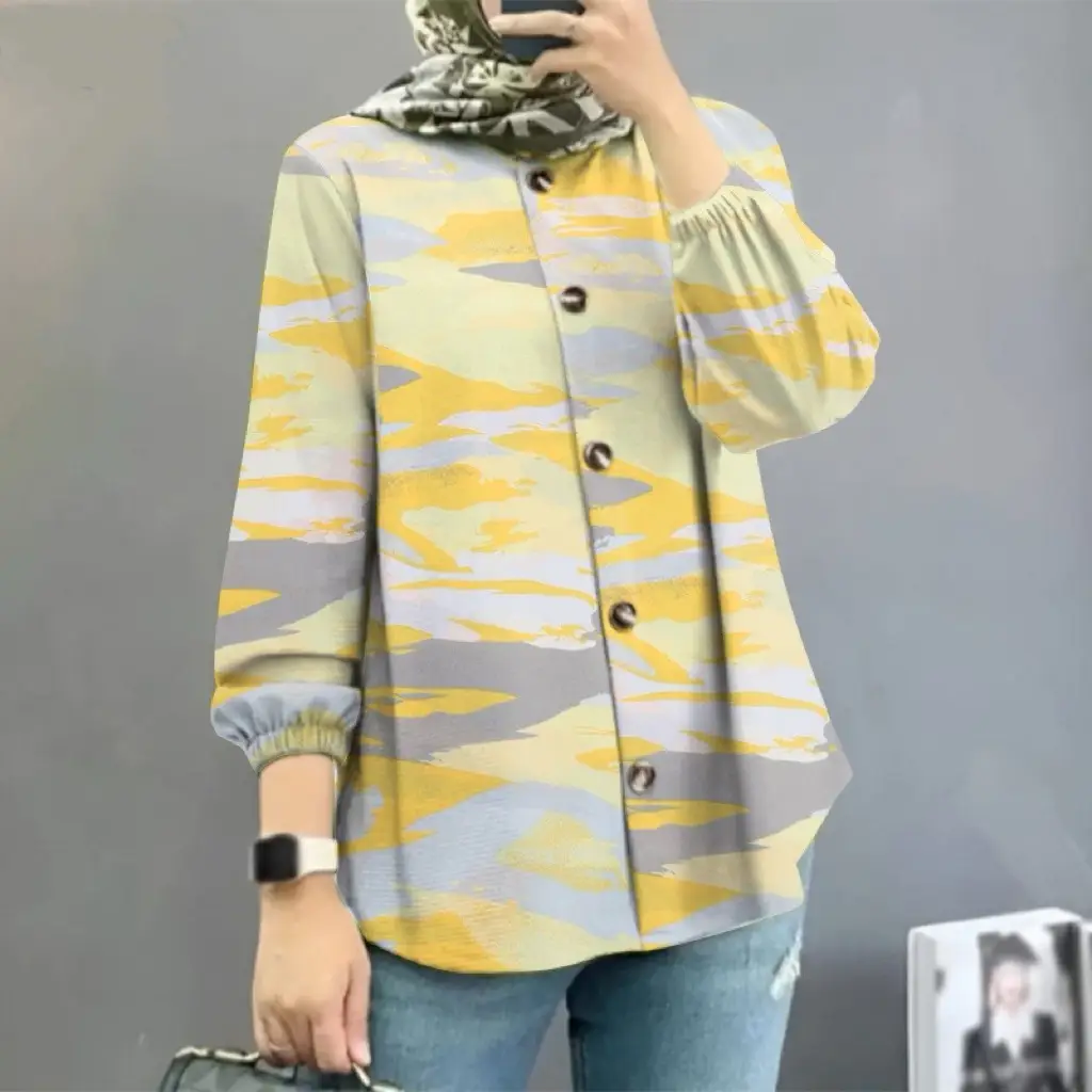 Women Muslim Floral Puff Sleeves Shirt 2025 — feature 7