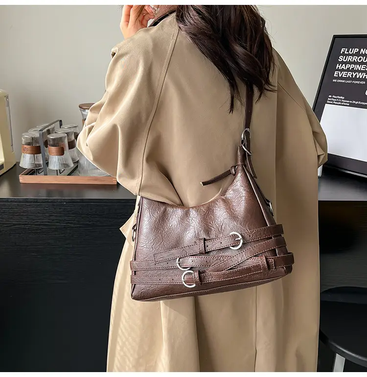 Black Leather Motorcycle Shoulder Bag for Women 2024 — feature 5