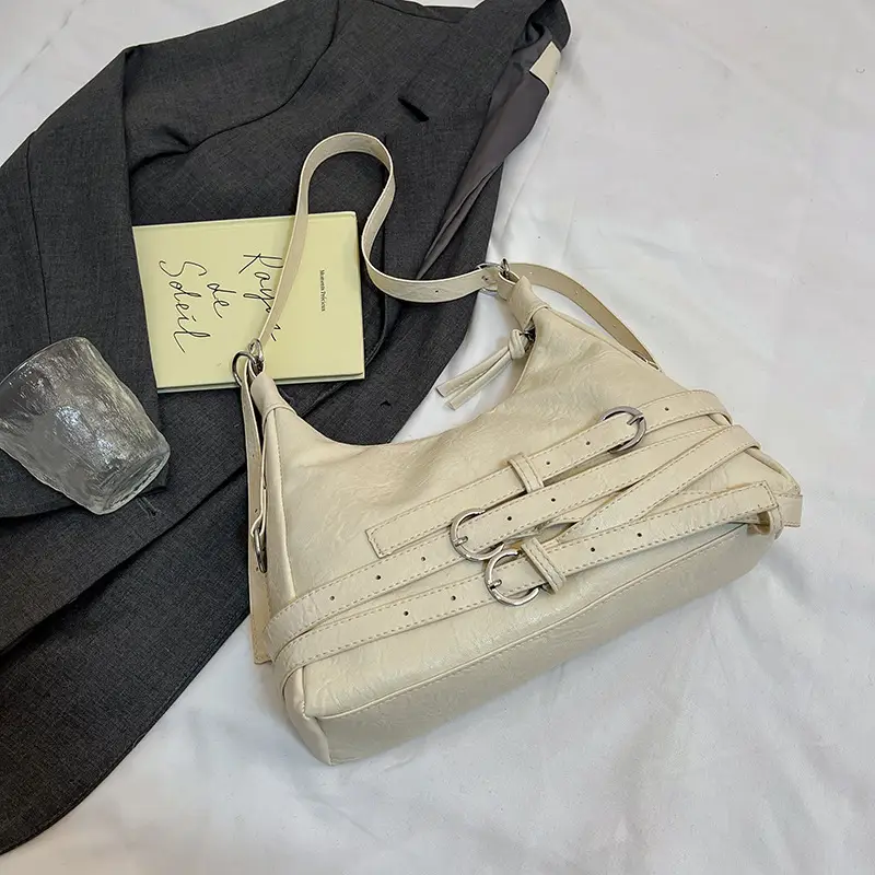 Black Leather Motorcycle Shoulder Bag for Women 2024 - Image 2