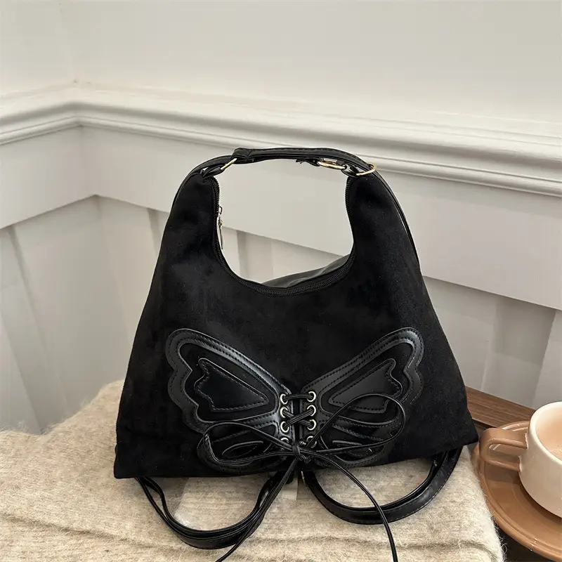 Black Bow Shoulder Bag for Women 2024 Winter - Image 5