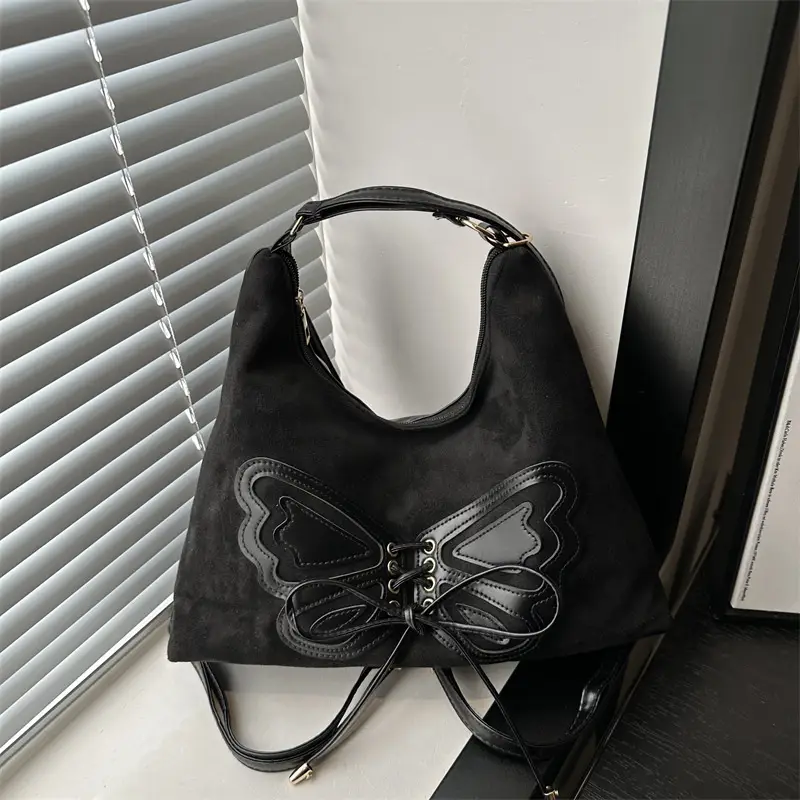 Black Bow Shoulder Bag for Women 2024 Winter - Image 6