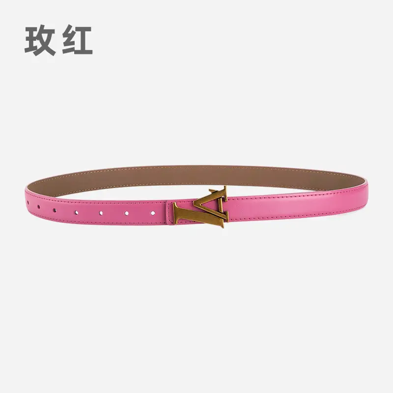 Pink Vintage L-shaped Buckle Belt for Women - Image 13