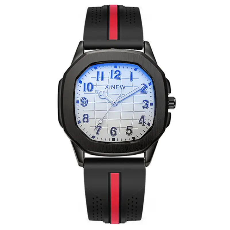 Men's Black Strap Quartz Watch with Blue Dial - Image 10