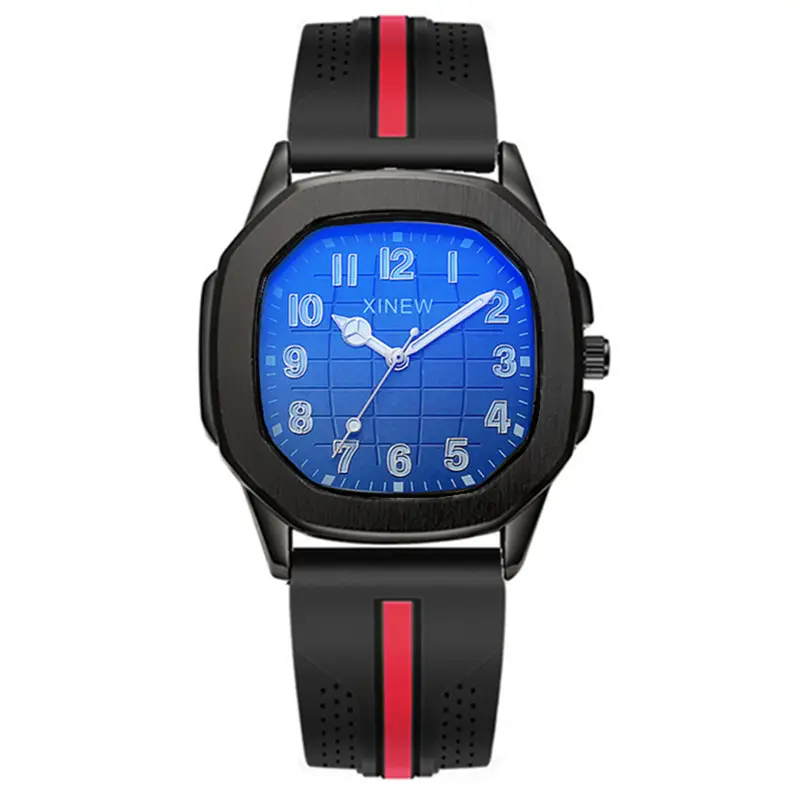 Men's Black Strap Quartz Watch with Blue Dial - Image 11