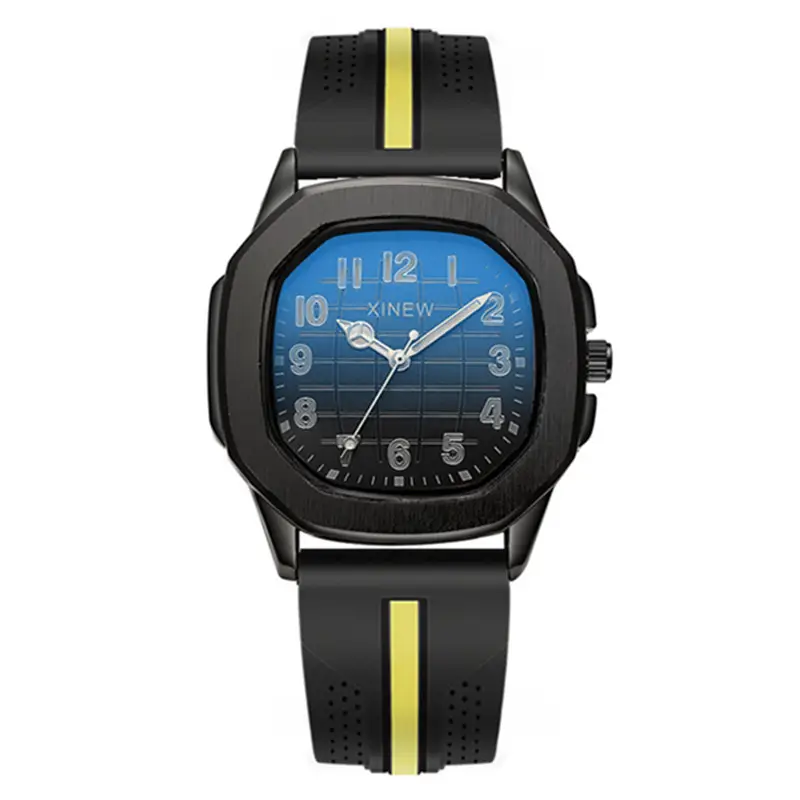 Men's Black Strap Quartz Watch with Blue Dial - Image 13